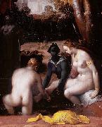 Cornelisz van Haarlem Bathseba at her bath oil painting